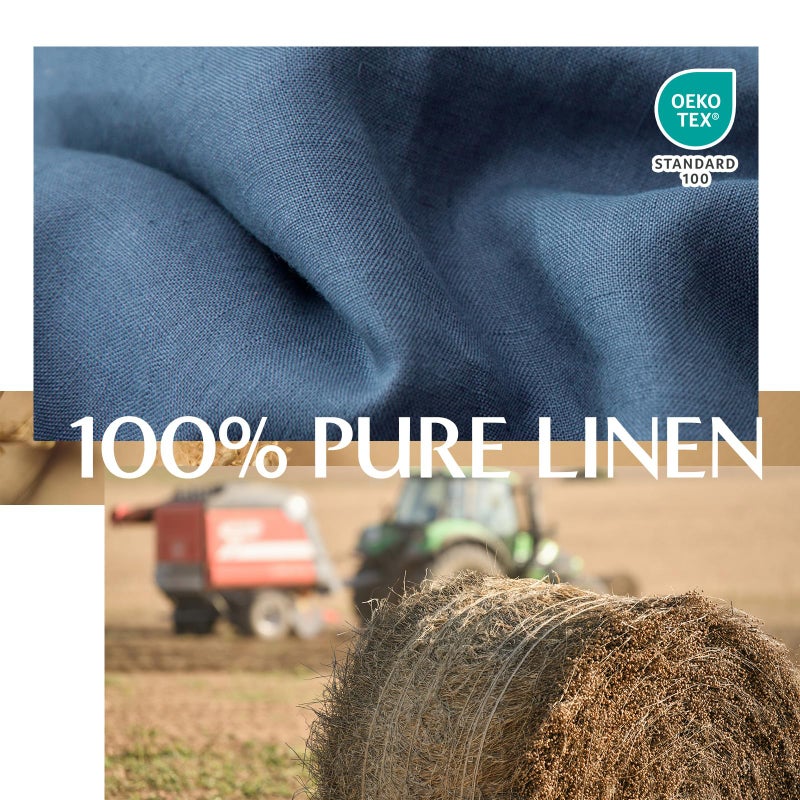 Simple&Opulence 100% Linen Duvet Cover Set, 3 Pieces Belgian Flax Breathable Bedding, 1 Comforter Cover+2 Pillowshams with Coconut Button Closure(Queen,Classic Blue) - Image 2